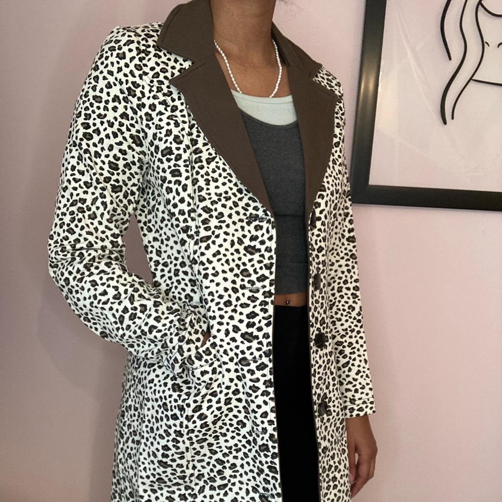 Moon river long cheetah print denim jacket - Picture 2 of 8